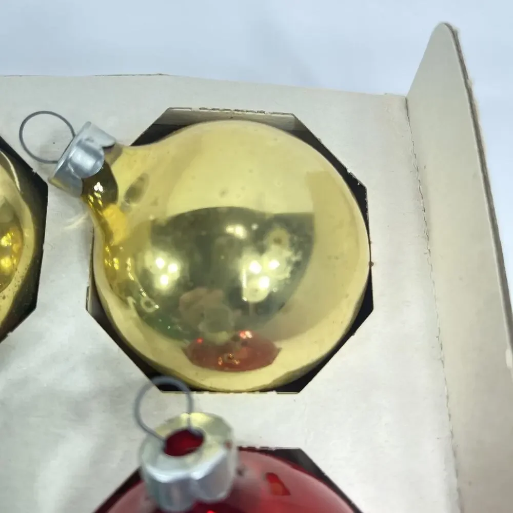 Vintage Pyramid Jumbo Glass Christmas Ornaments 15 ct USA 1970s Original w/Hooks
